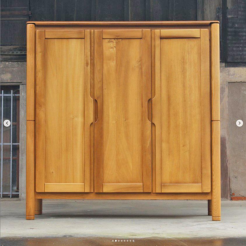 Solid elm cabinet in the style of Chapo, Maison Regain circa 1970
shelves and wardrobes inside;
Disassembles for transport
