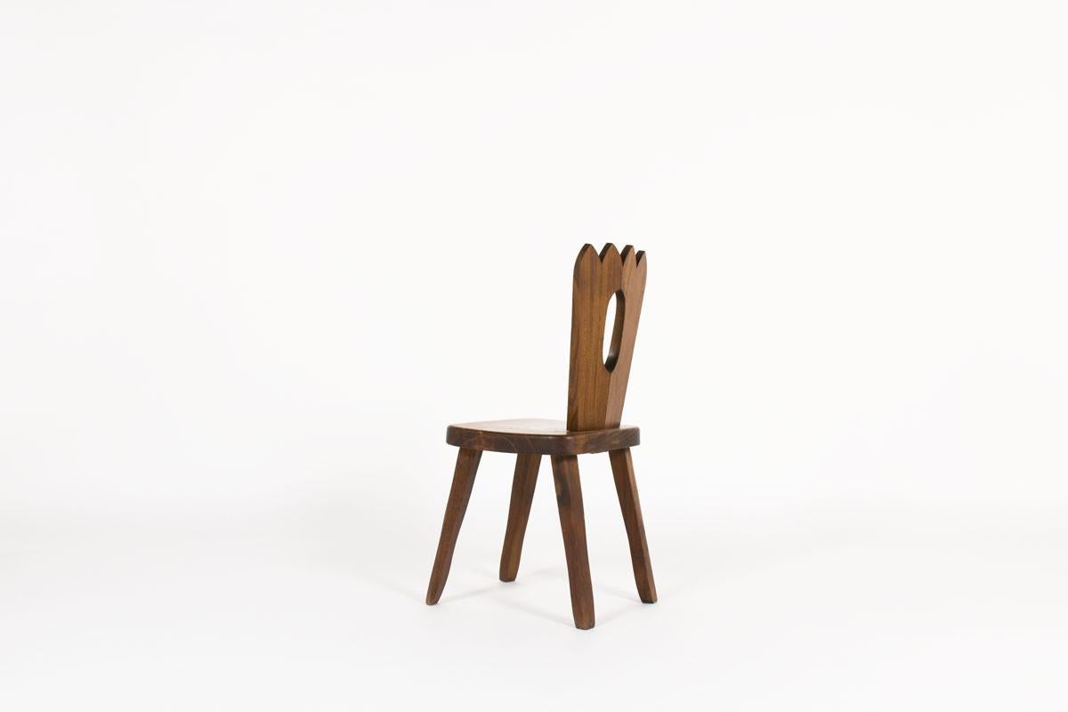 Brutalist Elm Wood Chair by Olavi Hänninen In Good Condition For Sale In London, England