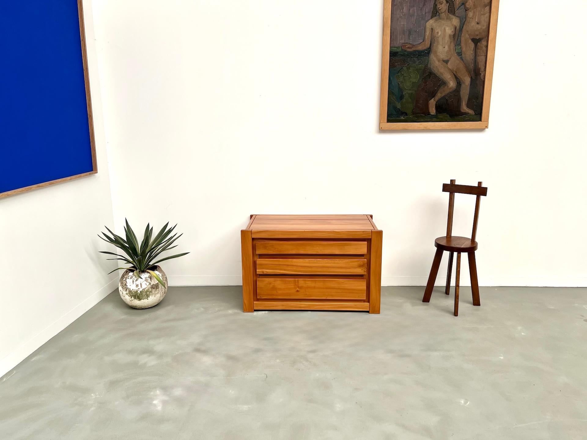 Mid-Century Modern Solid elm chest of drawers by Maison Regain – circa 1970  Maison Lecan presents For Sale