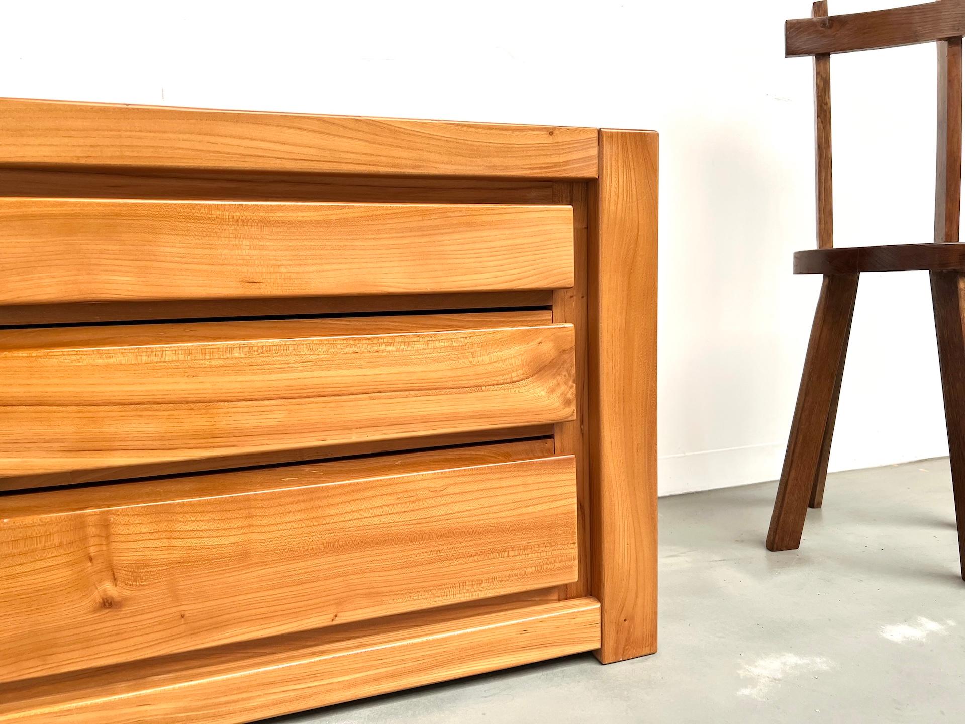 Solid elm chest of drawers by Maison Regain – circa 1970  Maison Lecan presents For Sale 1