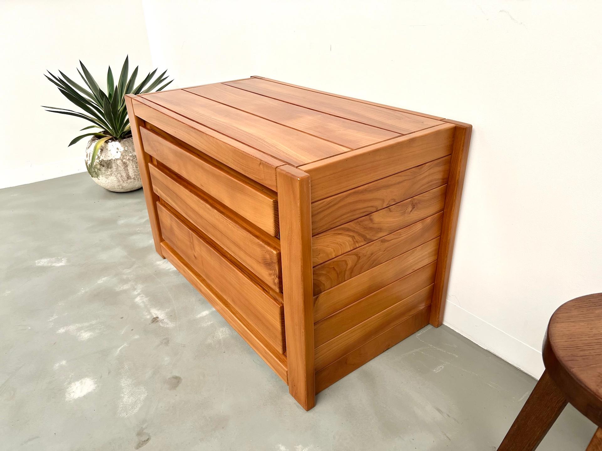 Solid elm chest of drawers by Maison Regain – circa 1970  Maison Lecan presents For Sale 2