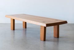 Solid Elm Coffee Table by Pierre Chapo Model T08, France, 1970s