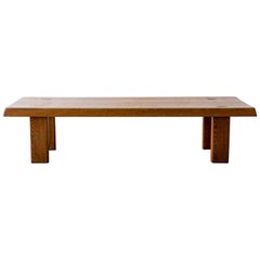 Solid Elm Coffee Table by Pierre Chapo Model T08, France, 1970s