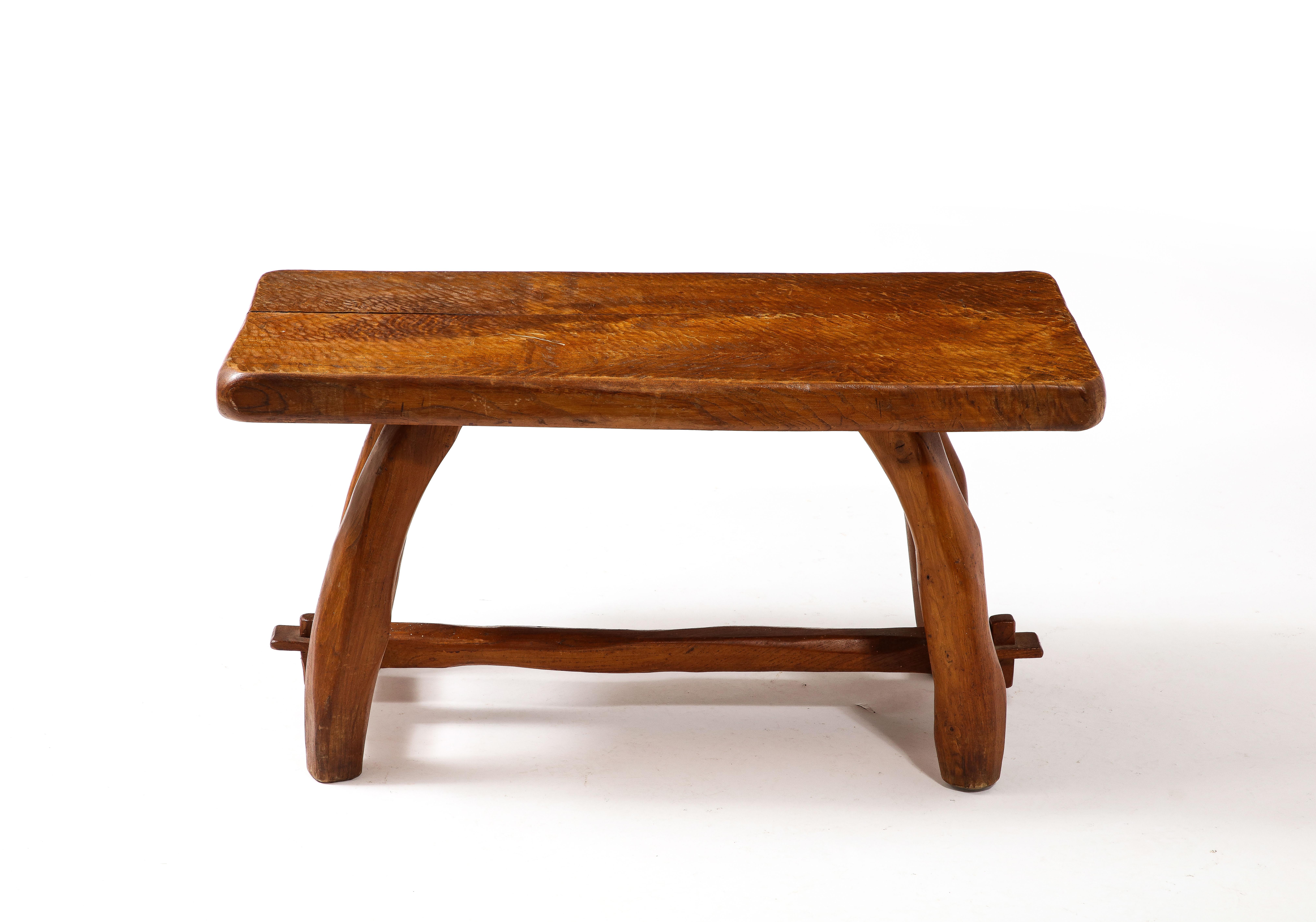Solid Elm Coffee Table Style of Jean Touret, France 1950s 7