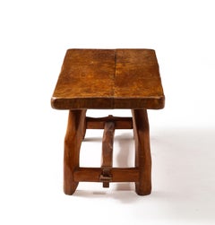 Couchtisch aus massivem Ulmenholz im Stil von Jean Touret, Frankreich 1950er Jahre
