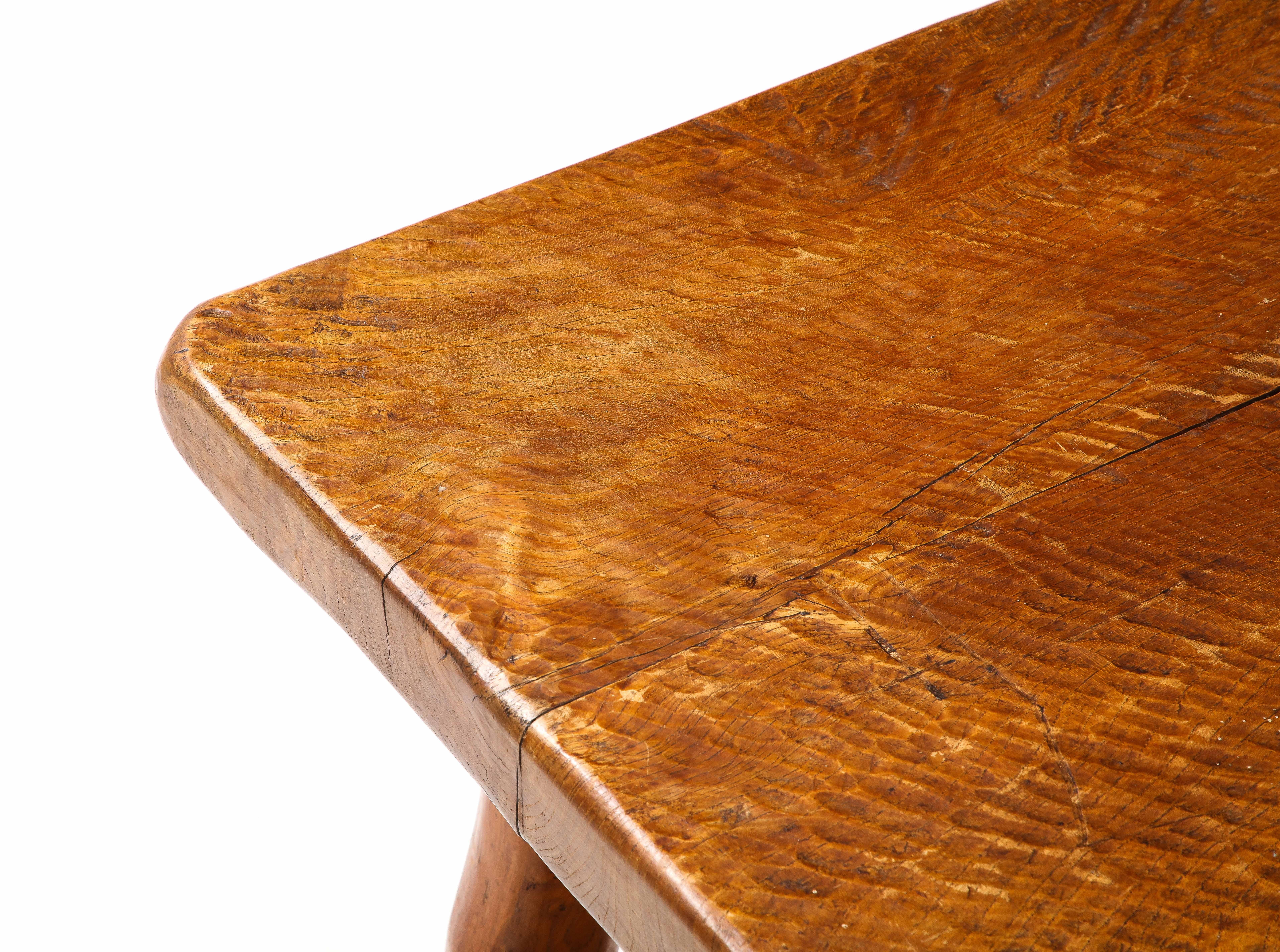 Solid Elm Coffee Table Style of Jean Touret, France 1950s In Good Condition In New York, NY
