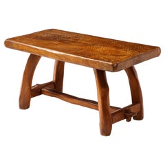 Solid Elm Coffee Table Style of Jean Touret, France 1950s