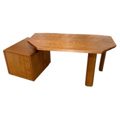 Solid Elm Desk by Pierre Chapo, Mid-Century Modern, France, 1980