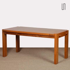 Solid elm dining table for Maison Regain, 1980