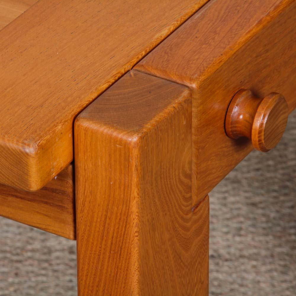 French Solid elm dining table for Maison Regain, 1980 For Sale