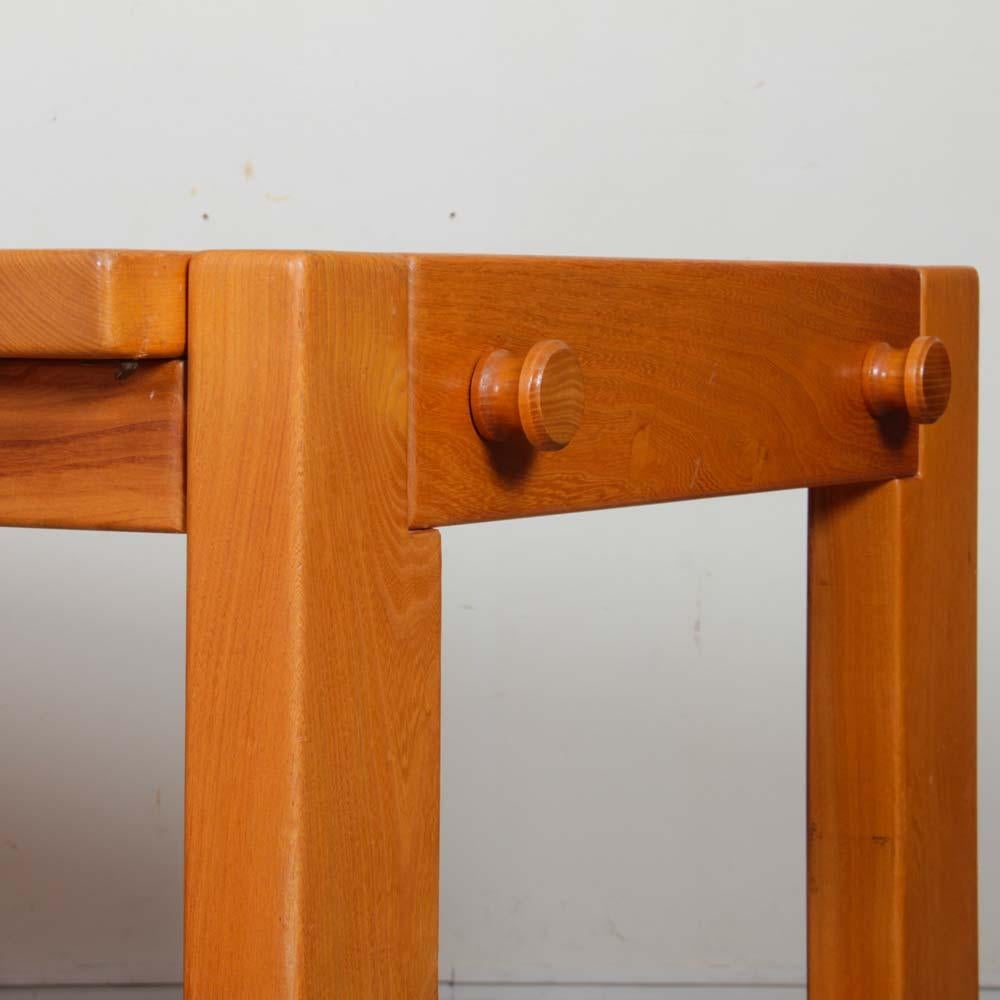 Late 20th Century Solid elm dining table for Maison Regain, 1980 For Sale