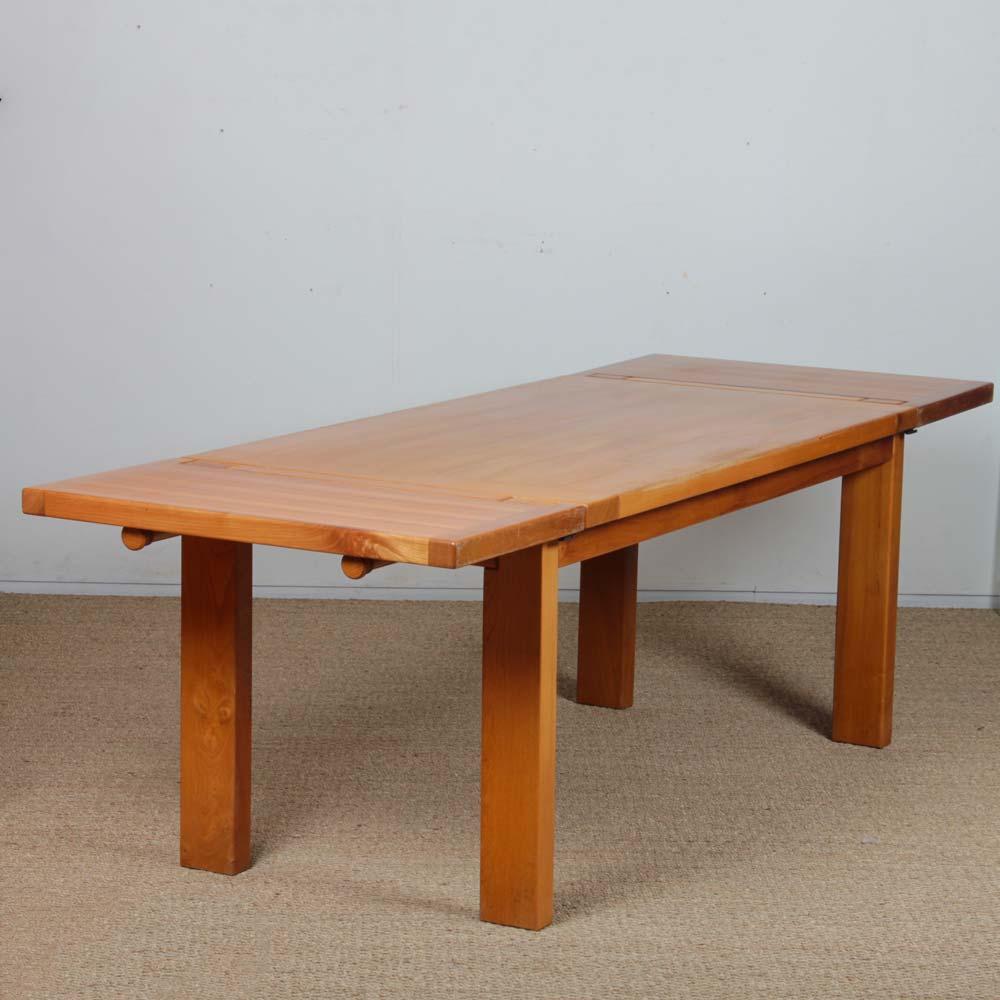 Solid elm dining table for Maison Regain, 1980 For Sale 3