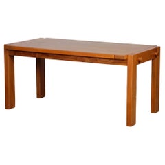 Solid elm dining table for Maison Regain, 1980