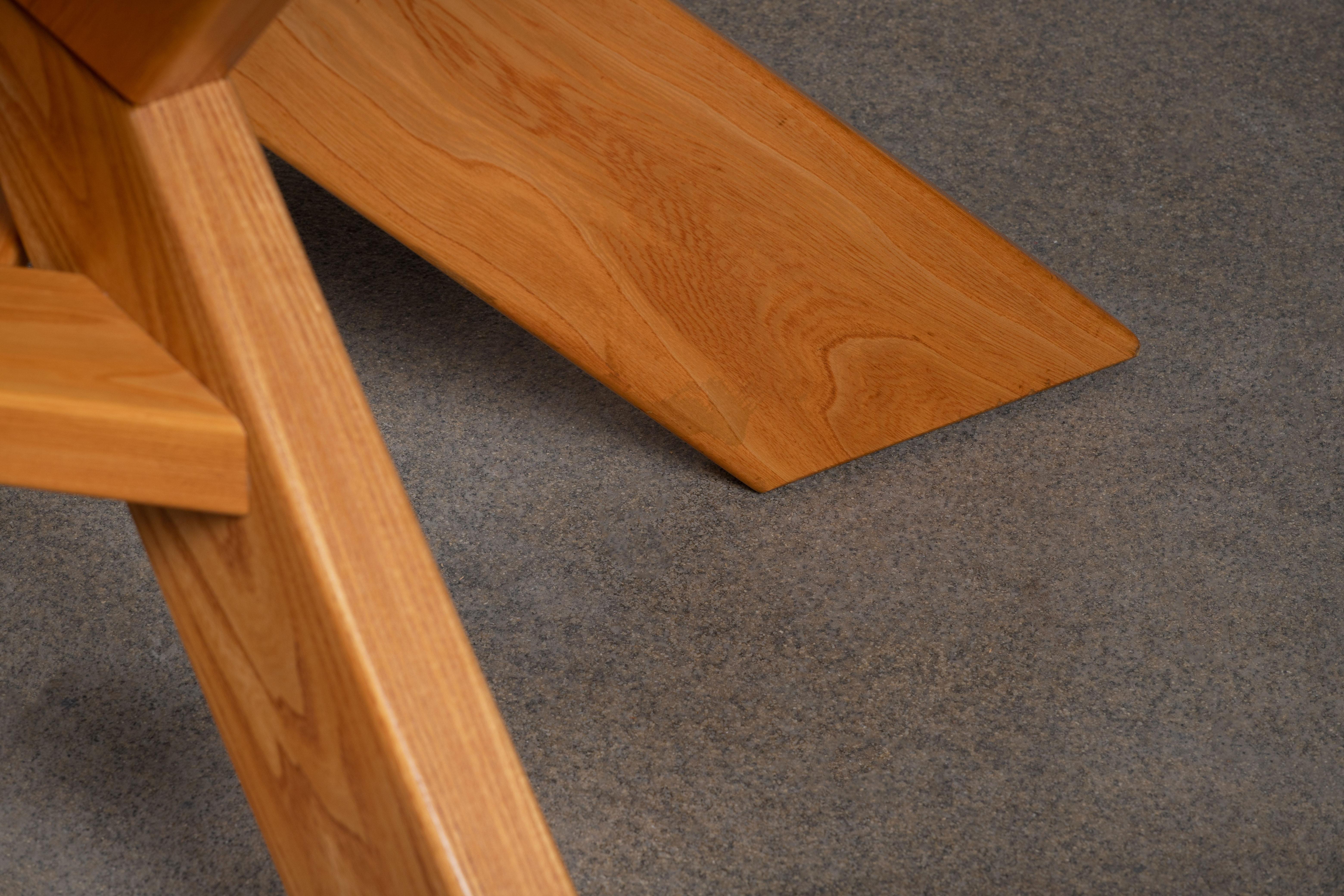 Pierre Chapo Style Circular Elm Dining Table For Sale 3