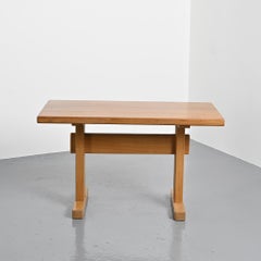 Solid Elm Dining Table, Les Arcs, France 1975