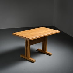 Solid Elm Dining Table, Les Arcs, France 1975