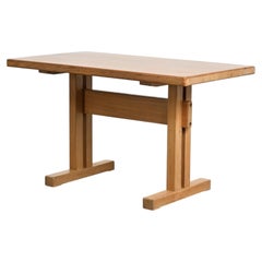 Solid Elm Dining Table, Les Arcs, France 1975