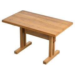 Solid Elm Dining Table, Les Arcs, France 1975