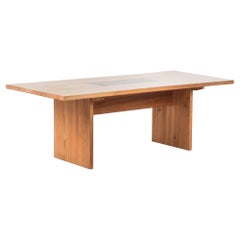 Solid Elm Dining Table Suede, 1980s
