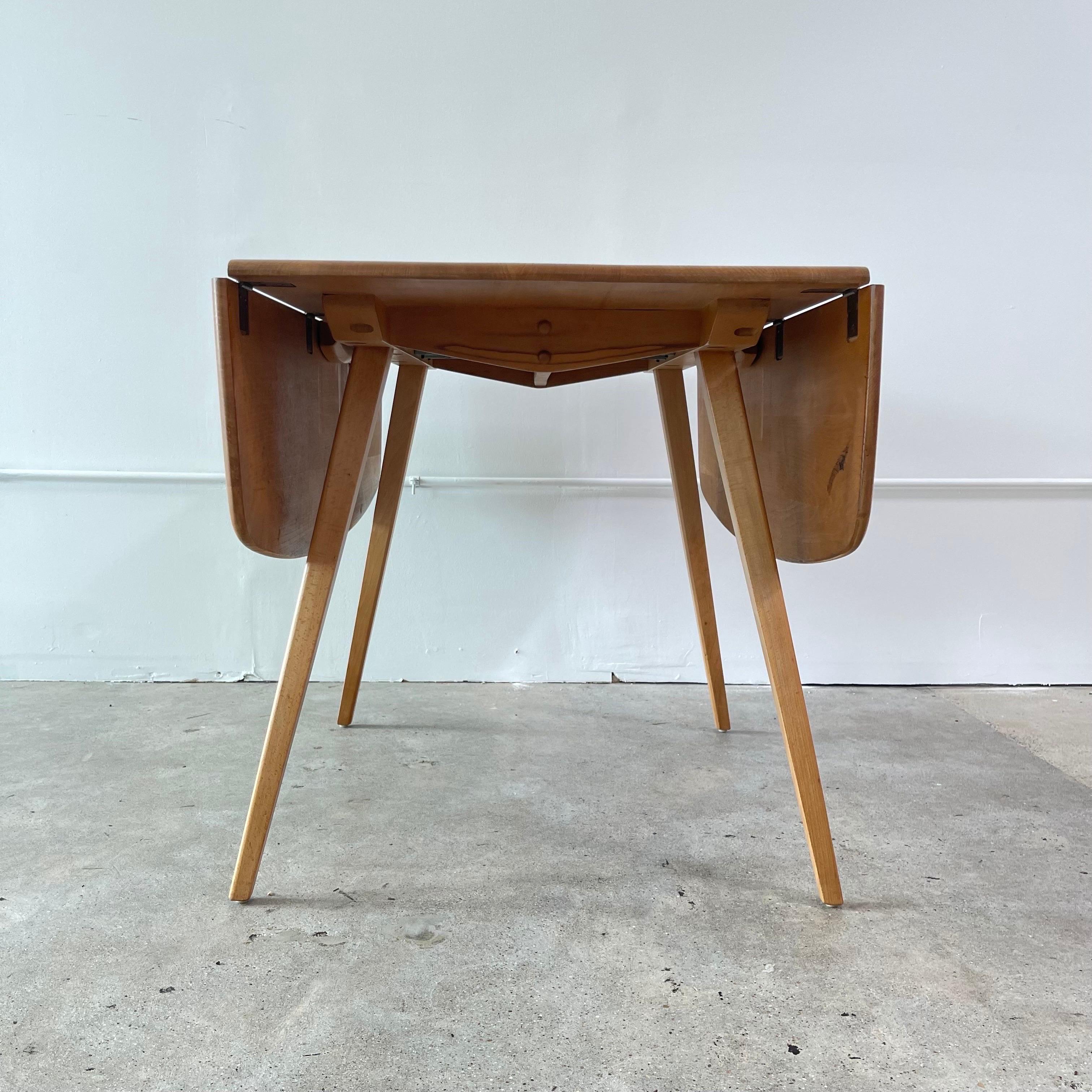 Mid-Century Modern Solid Elm Drop Leaf Table by Ercol