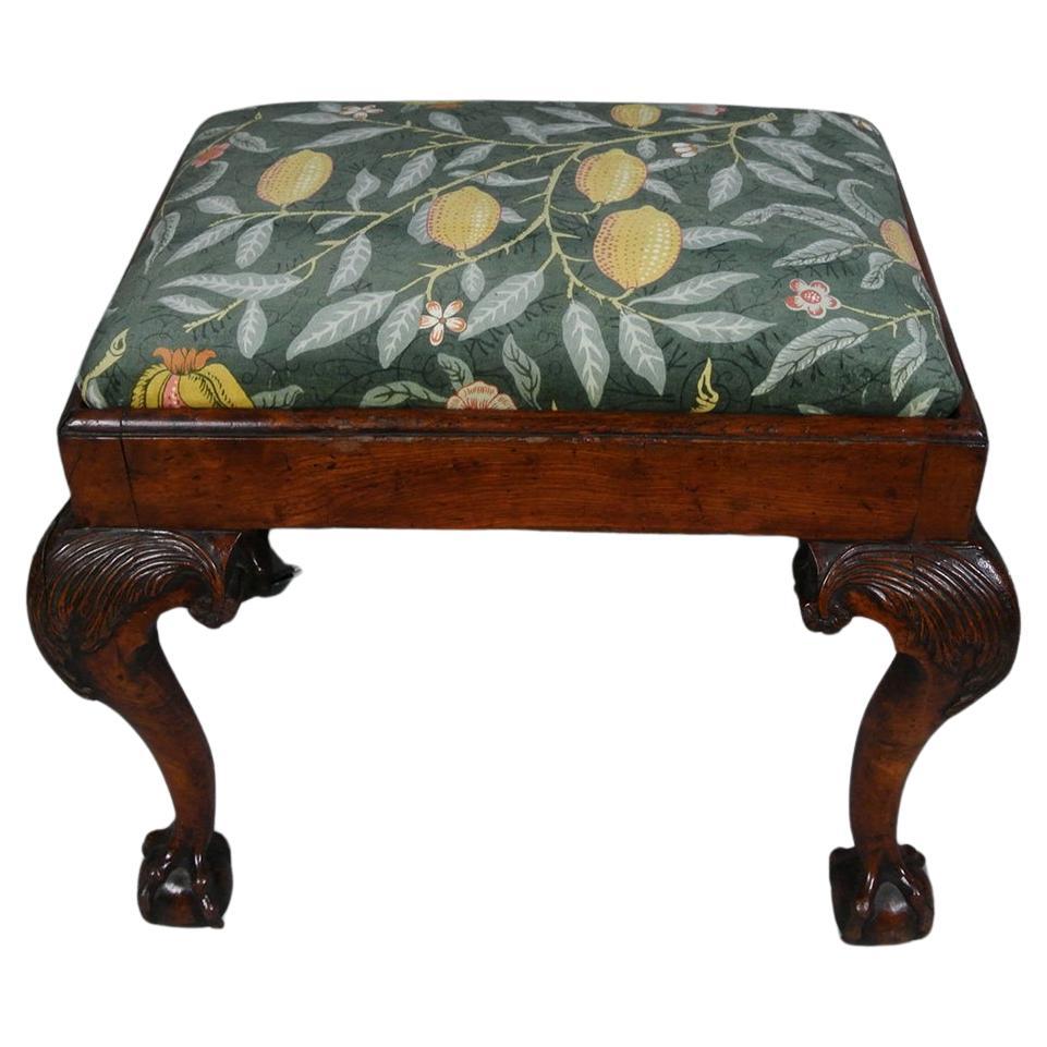 Solid Elm George III Ball and Claw Footed Stool c. 1760