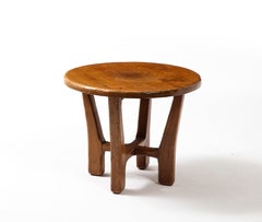 Solid Elm Guaridon, France 1950s