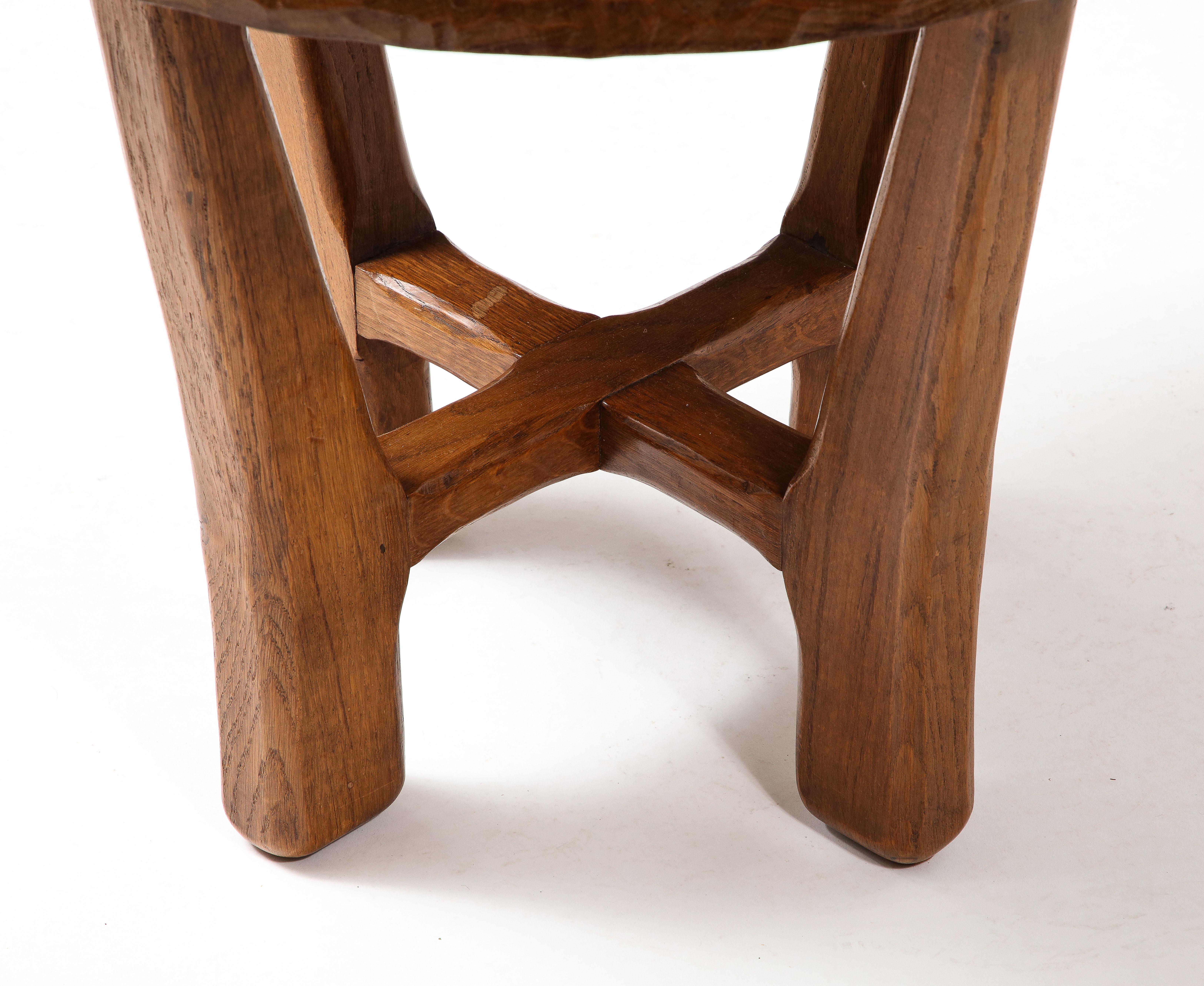 Solid Elm Guaridon, France 1950s In Good Condition In New York, NY