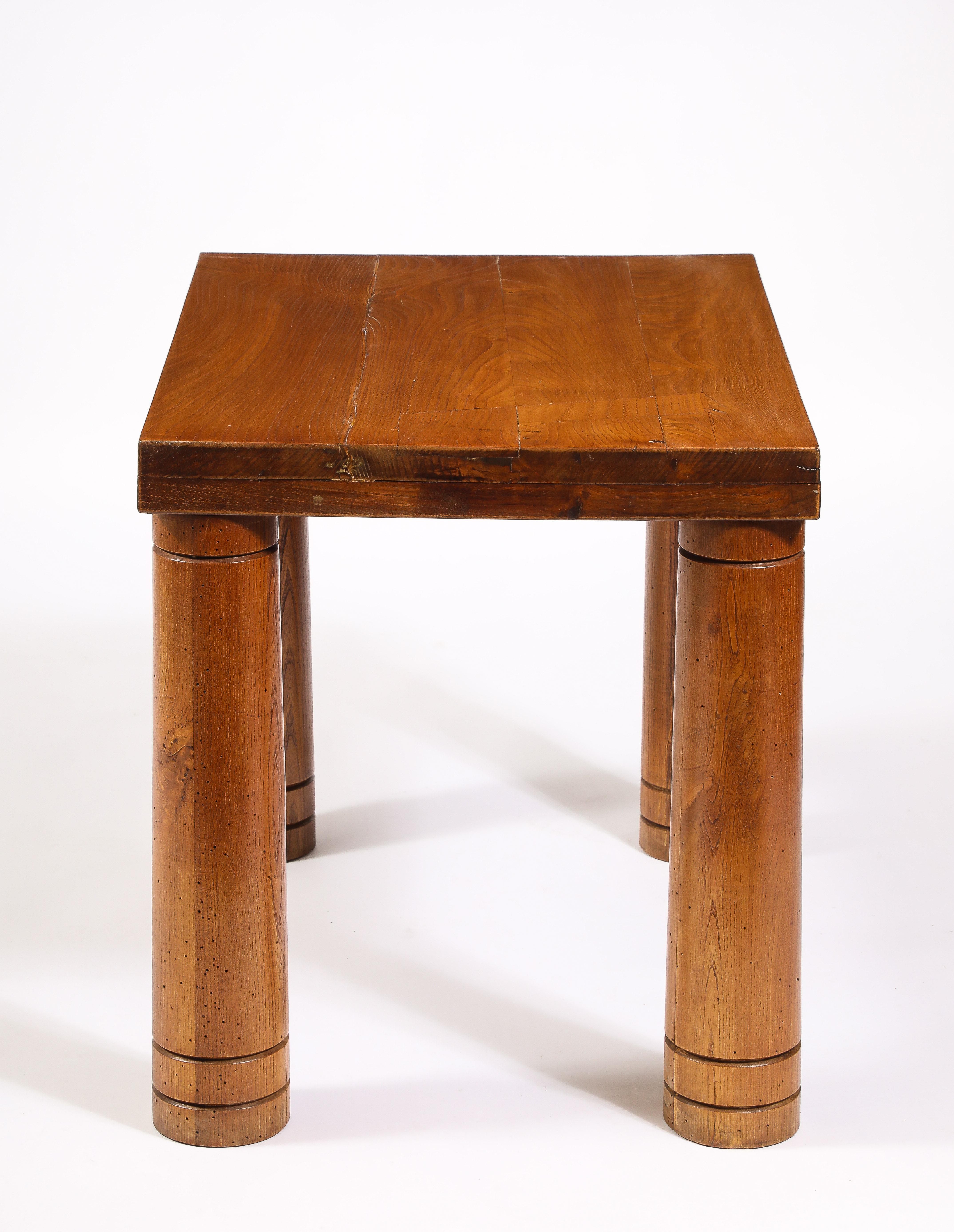 Gueridón de olmo macizo, Francia años 40 en venta 1