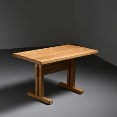 Solid elm Les Arcs table, circa 1970