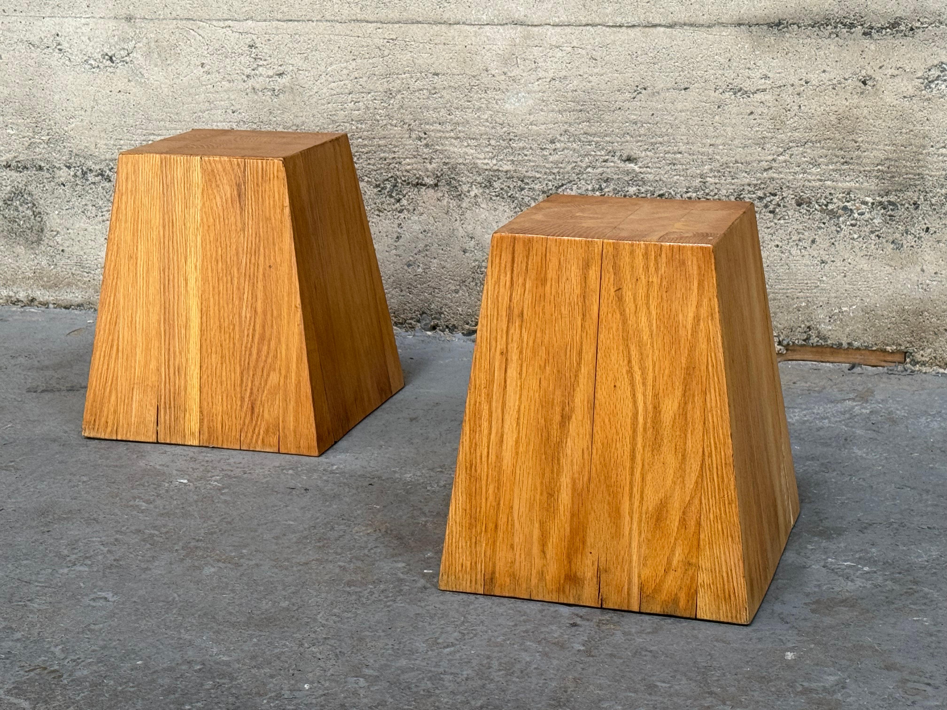 Danish Solid Elm Side Tables / Pedestals from Denmark For Sale