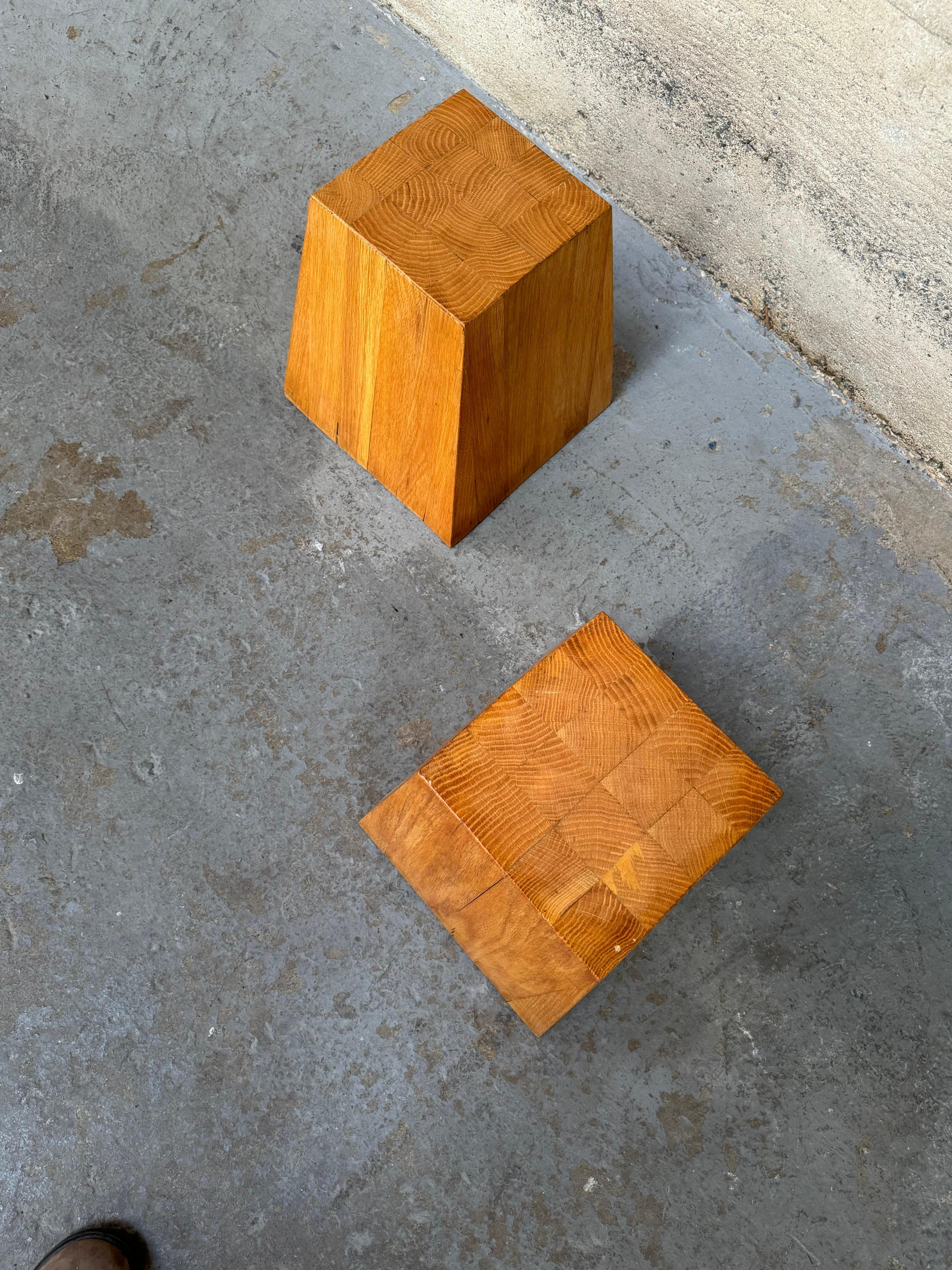 Hand-Crafted Solid Elm Side Tables / Pedestals from Denmark For Sale