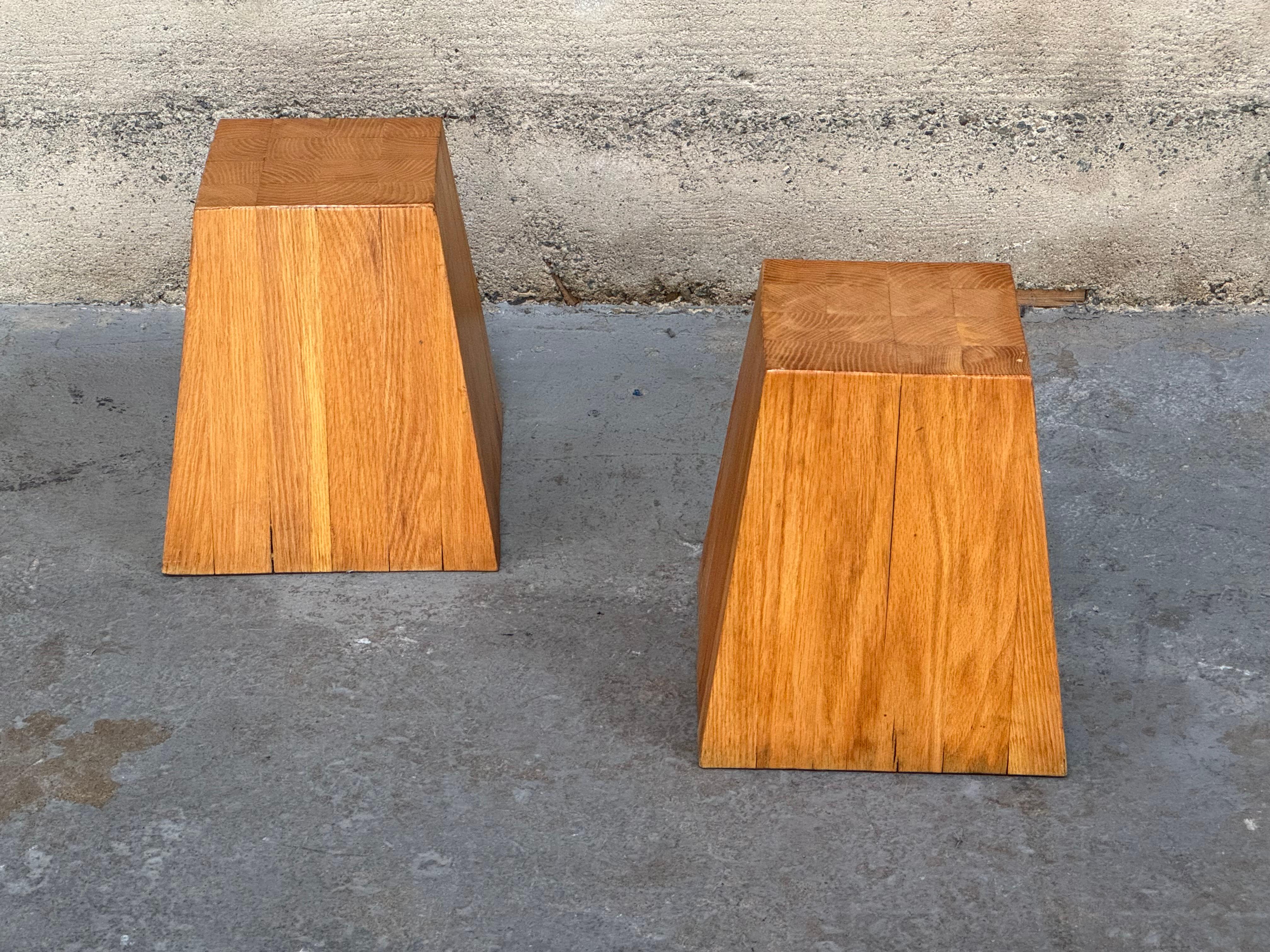 Late 20th Century Solid Elm Side Tables / Pedestals from Denmark For Sale