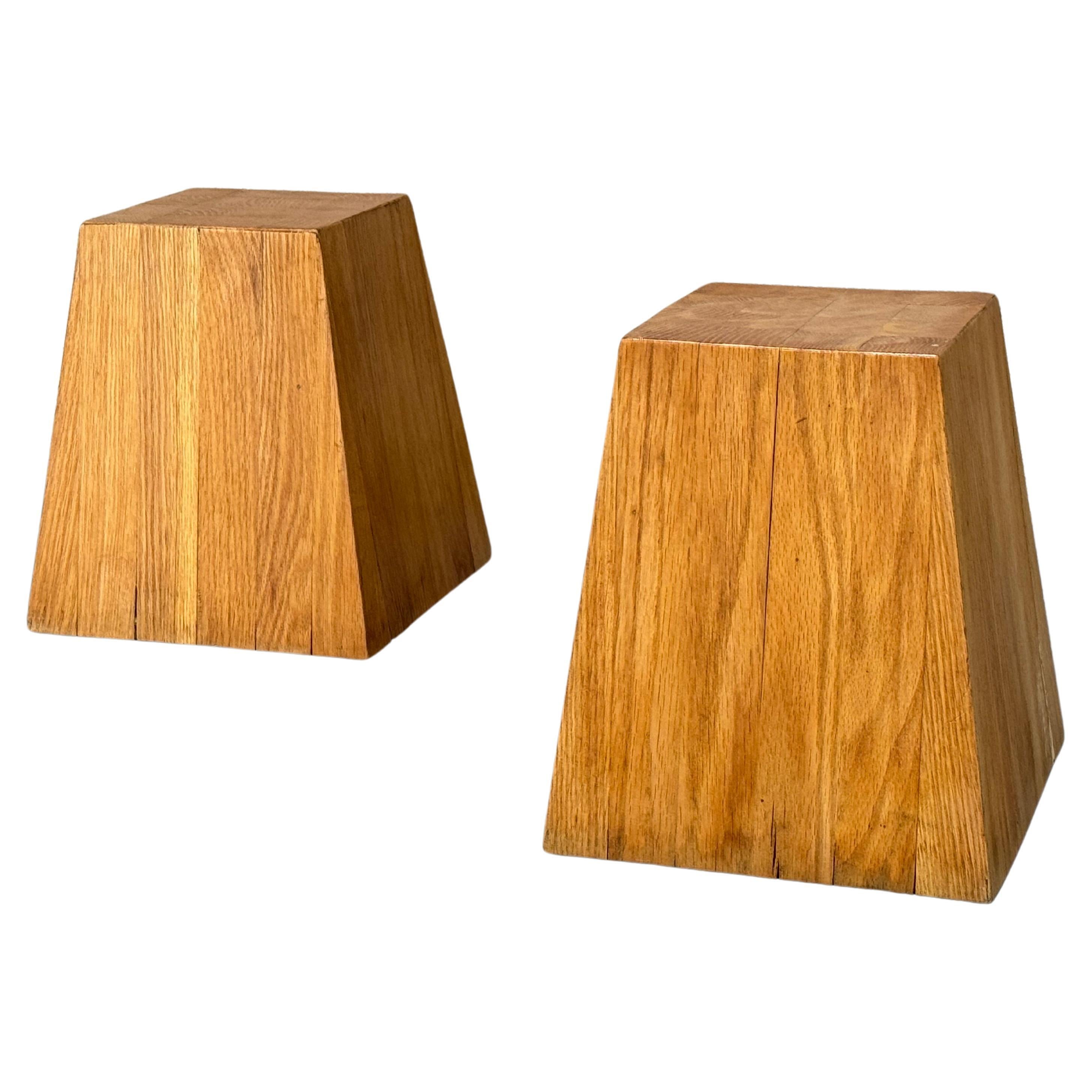Solid Elm Side Tables / Pedestals from Denmark For Sale