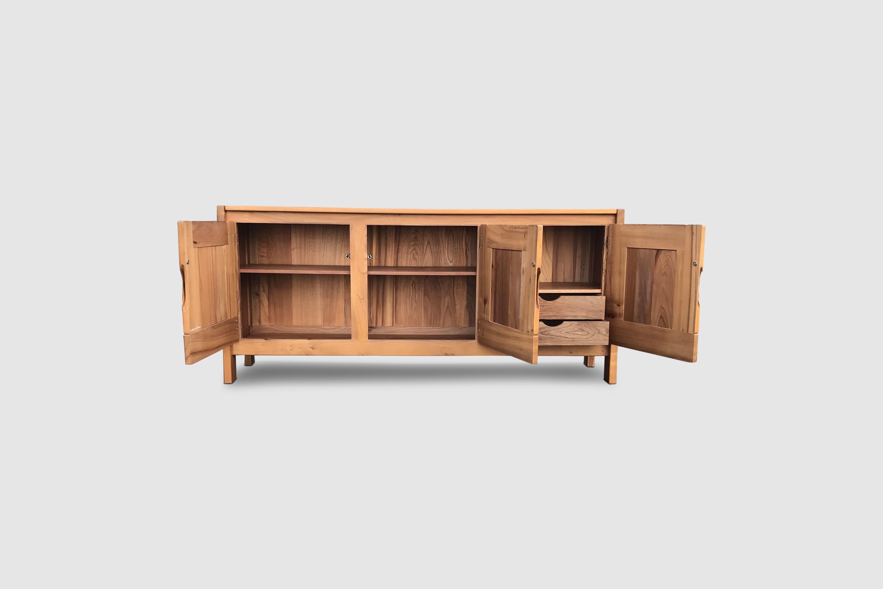 Late 20th Century Solid Elm Sideboard by Roland Haeusler for Maison Regain 1970s For Sale