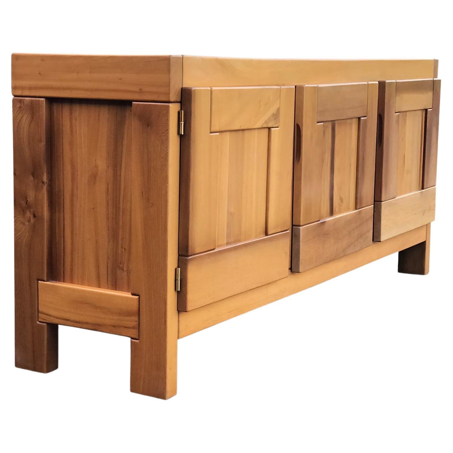 Solid Elm Sideboard by Roland Haeusler for Maison Regain 1970s