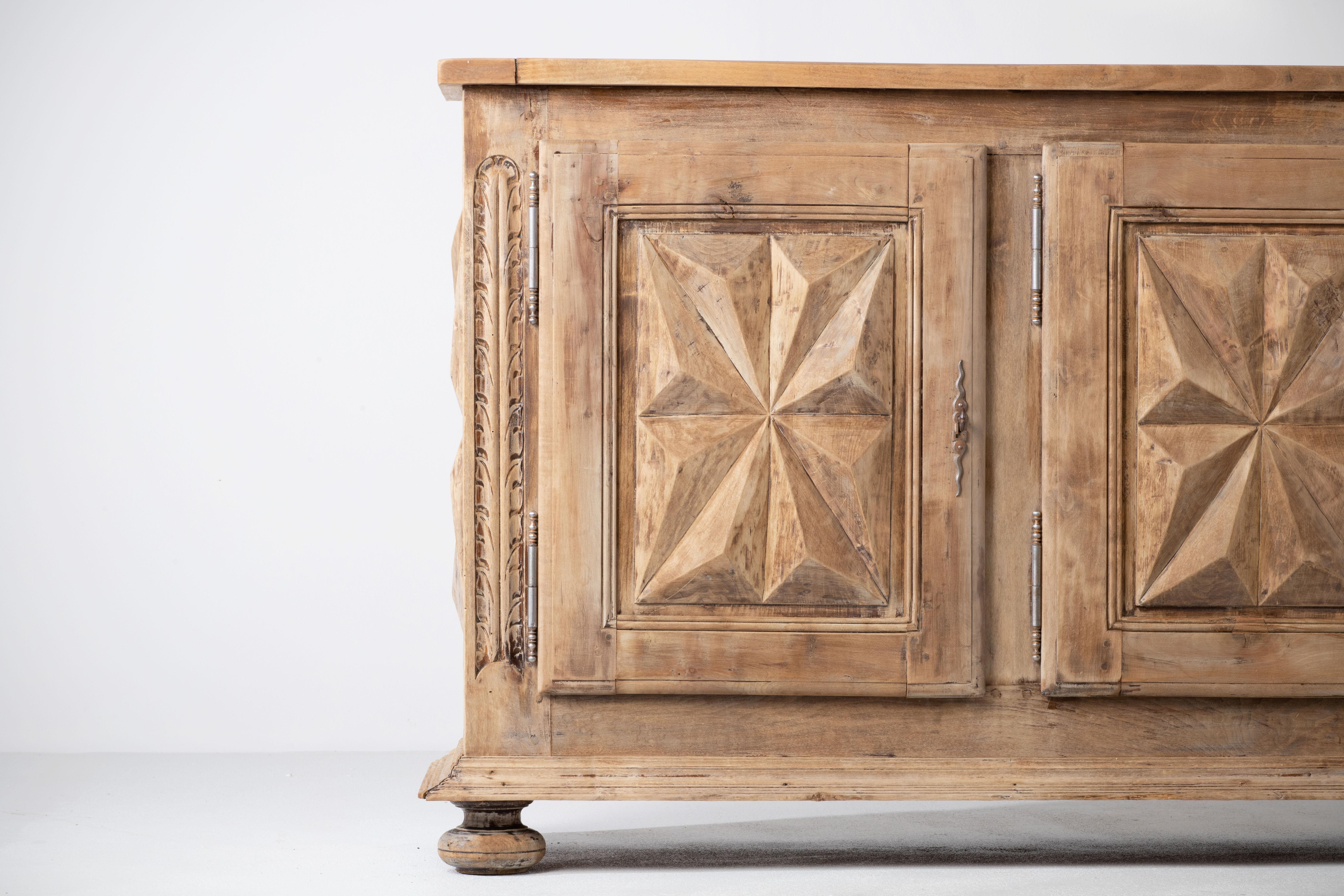 Solid Elm Sideboard, Louis XIII style, France 7