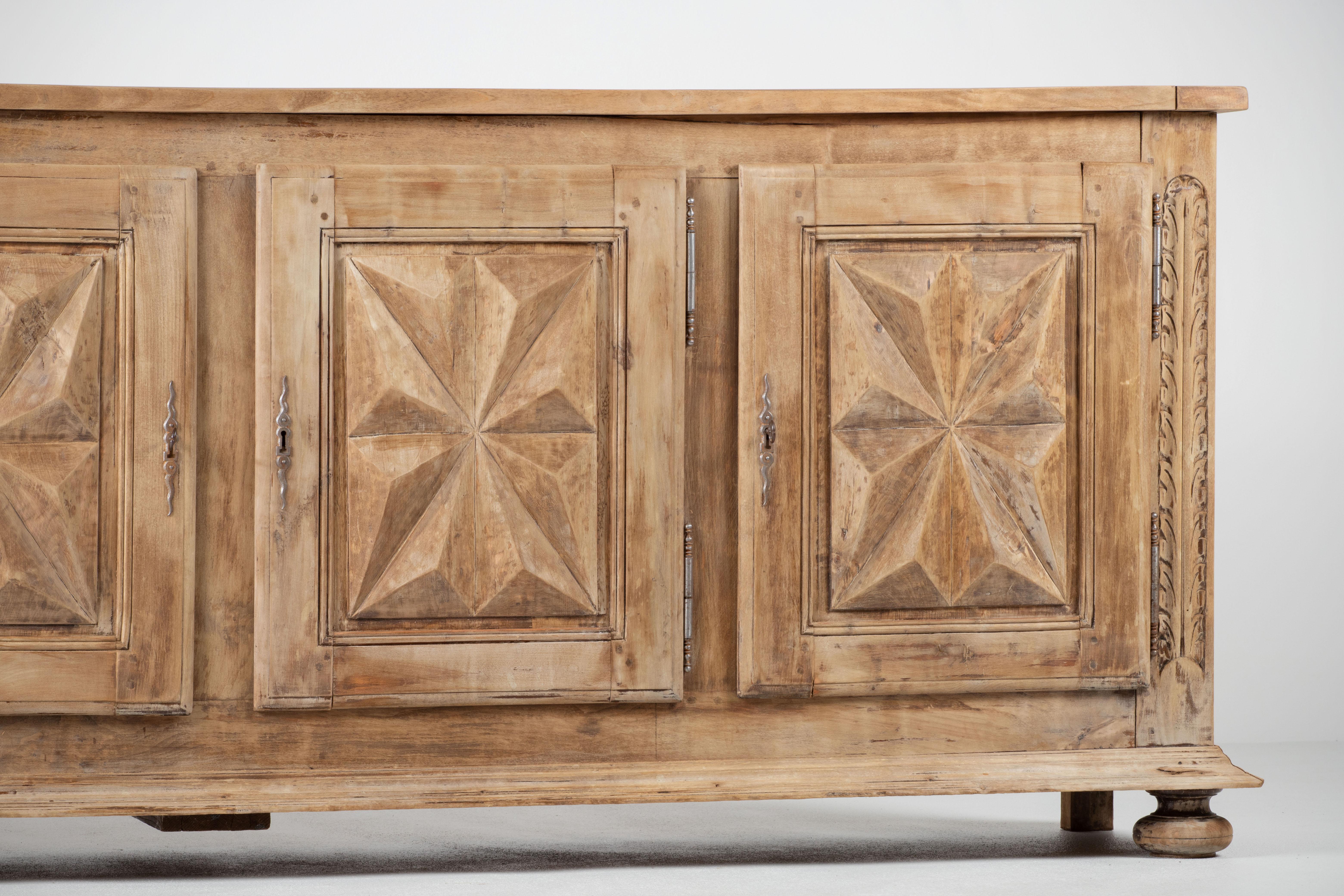 Solid Elm Sideboard, Louis XIII style, France 8