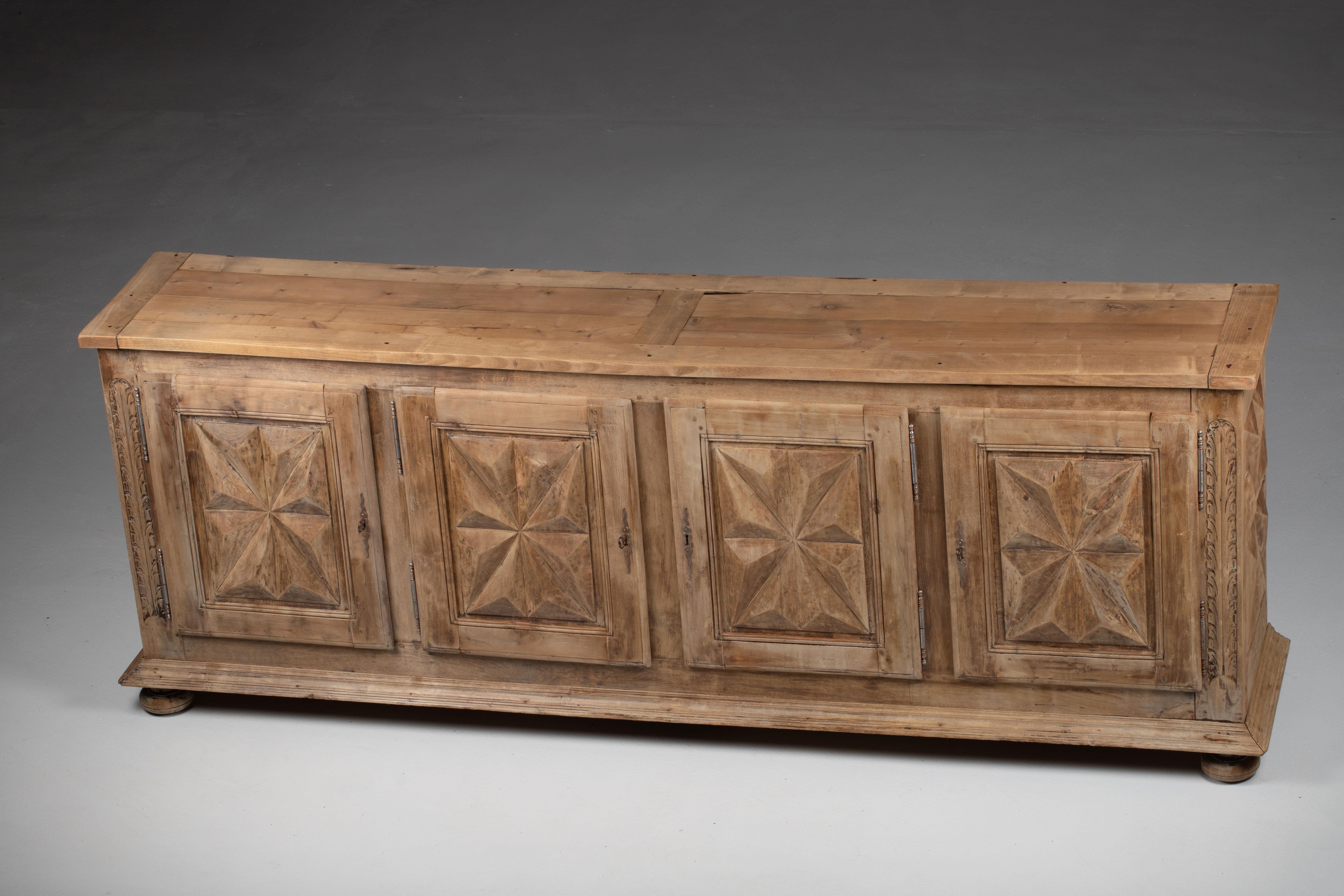 Solid Elm Sideboard, Louis XIII style, France 11