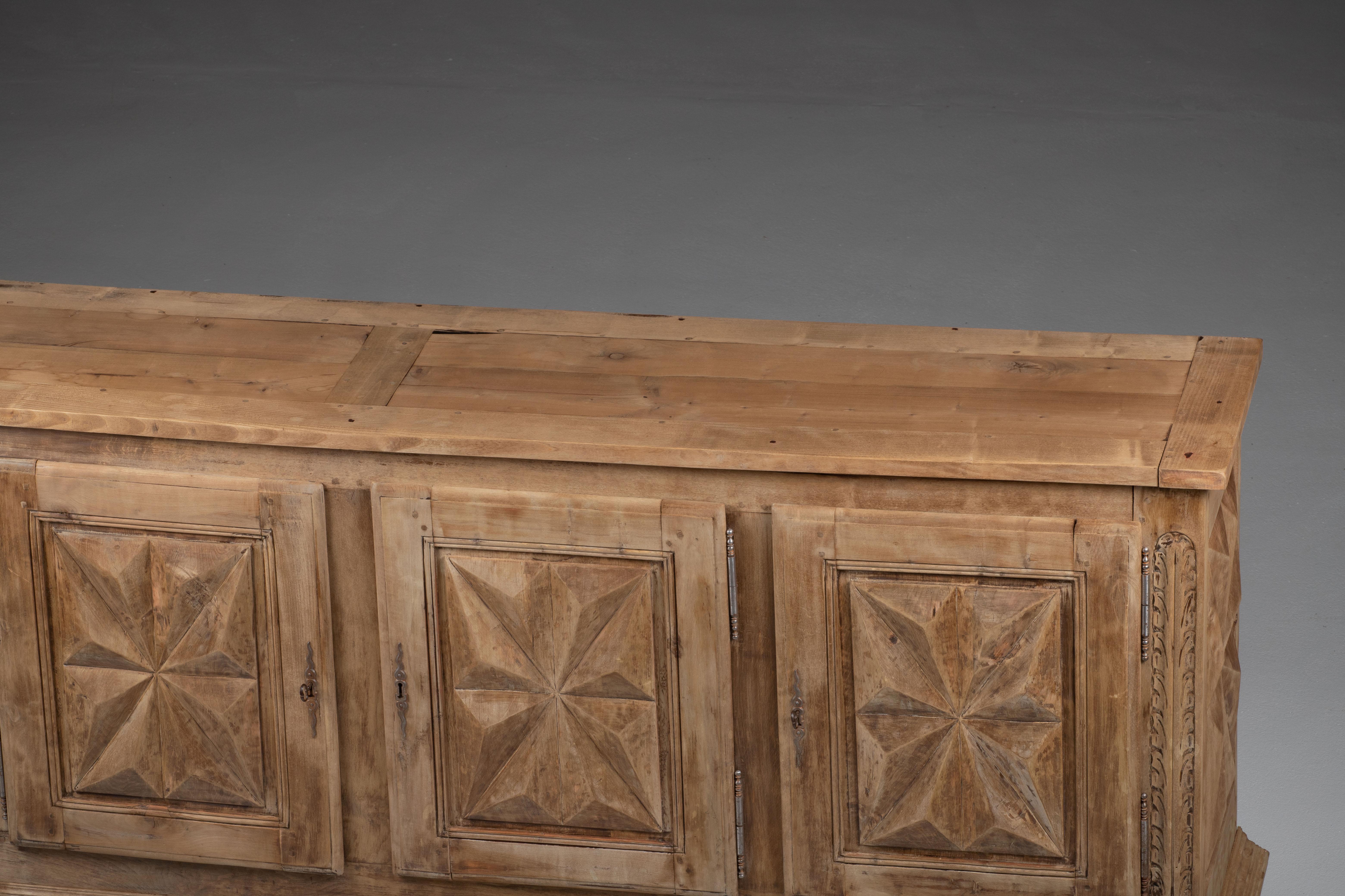 Solid Elm Sideboard, Louis XIII style, France 13