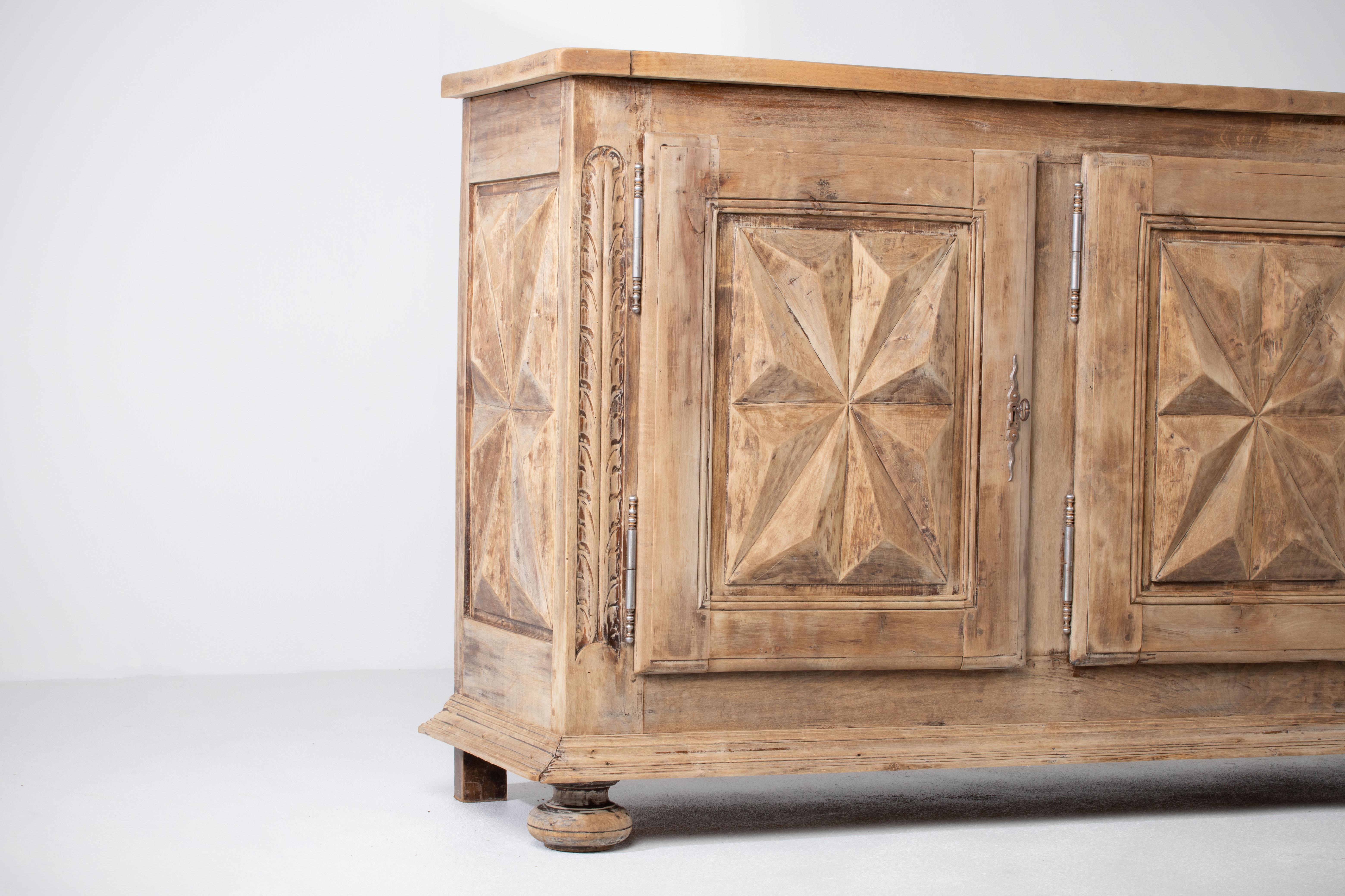 Solid Elm Sideboard, Louis XIII style, France 2