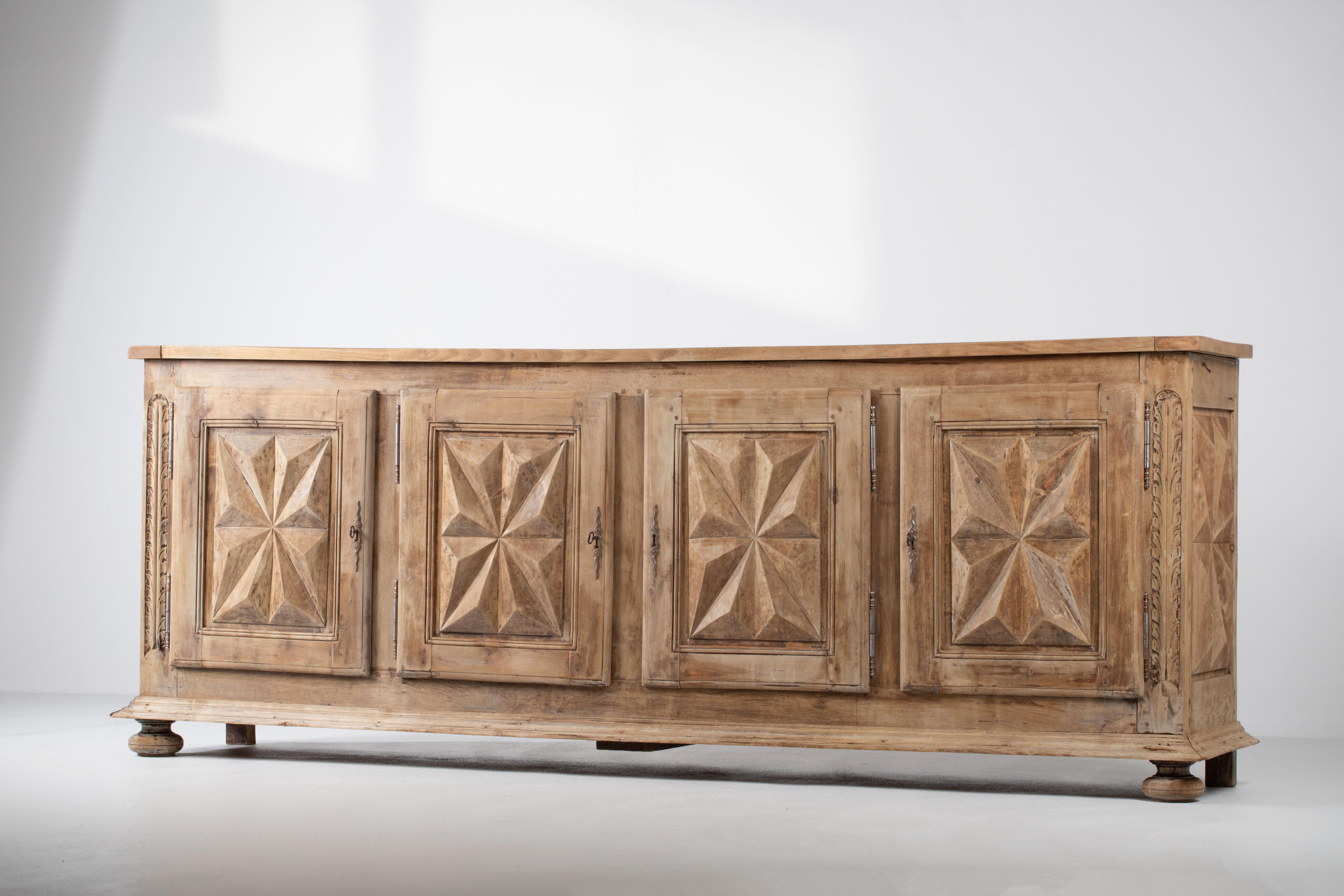 Solid Elm Sideboard, Louis XIII style, France 4