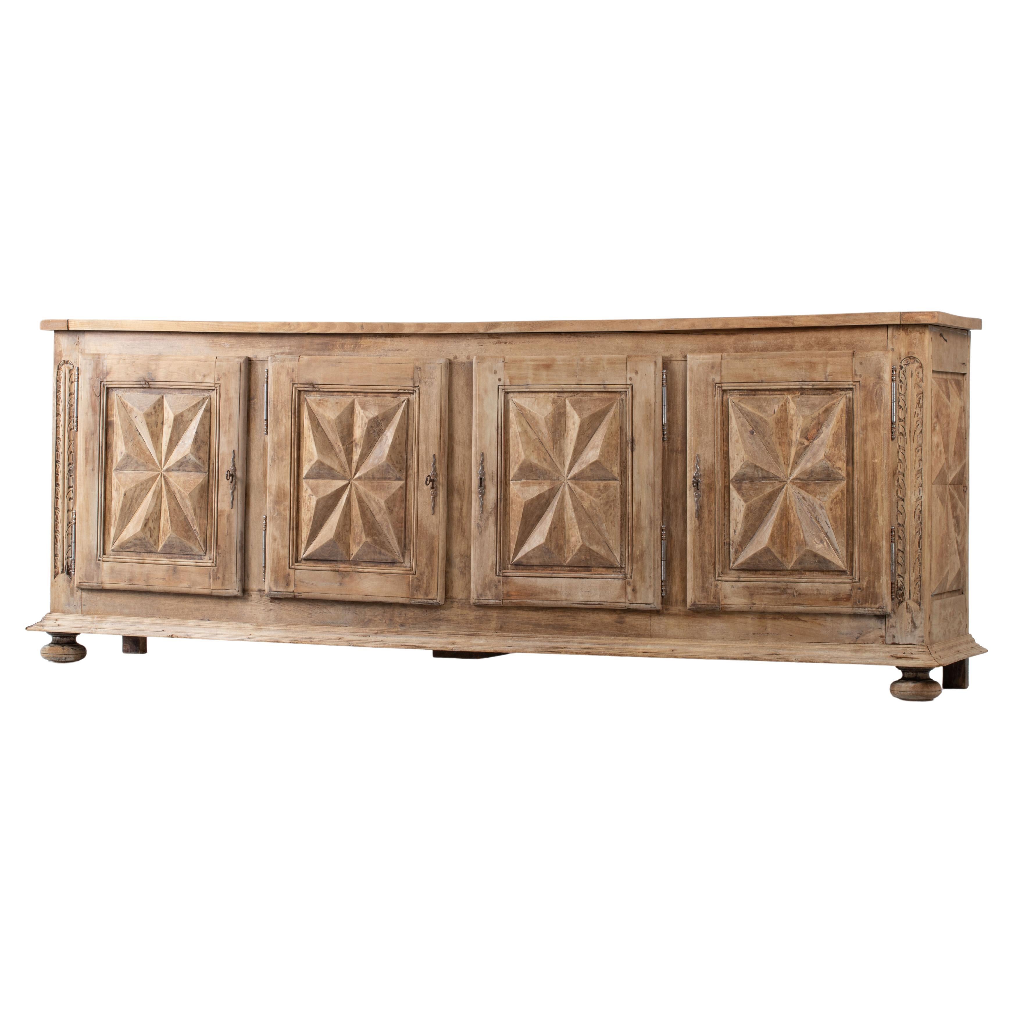 Solid Elm Sideboard, Louis XIII style, France