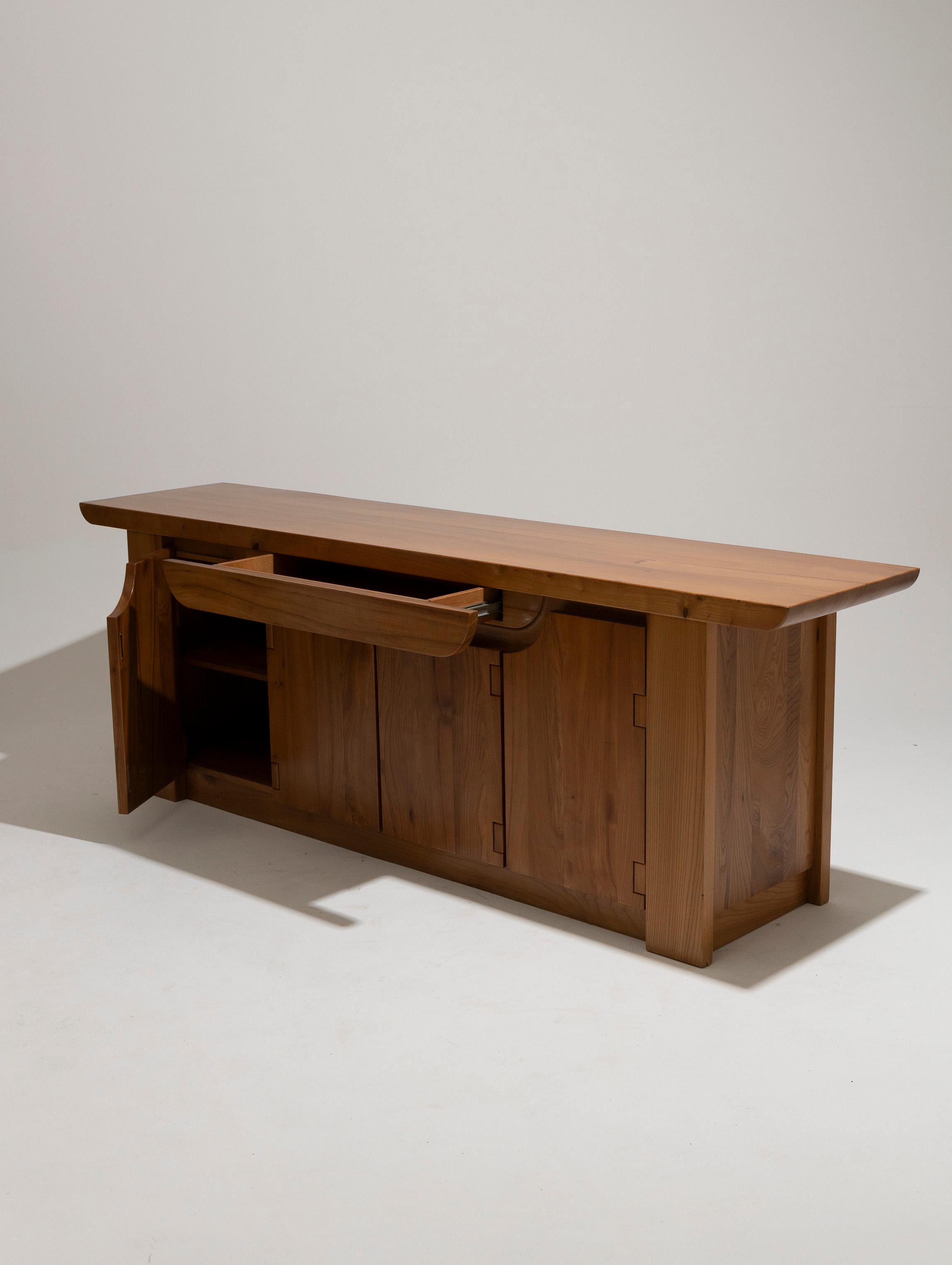 Solid elm sideboard, Luigi Gorgoni, 1980s 5