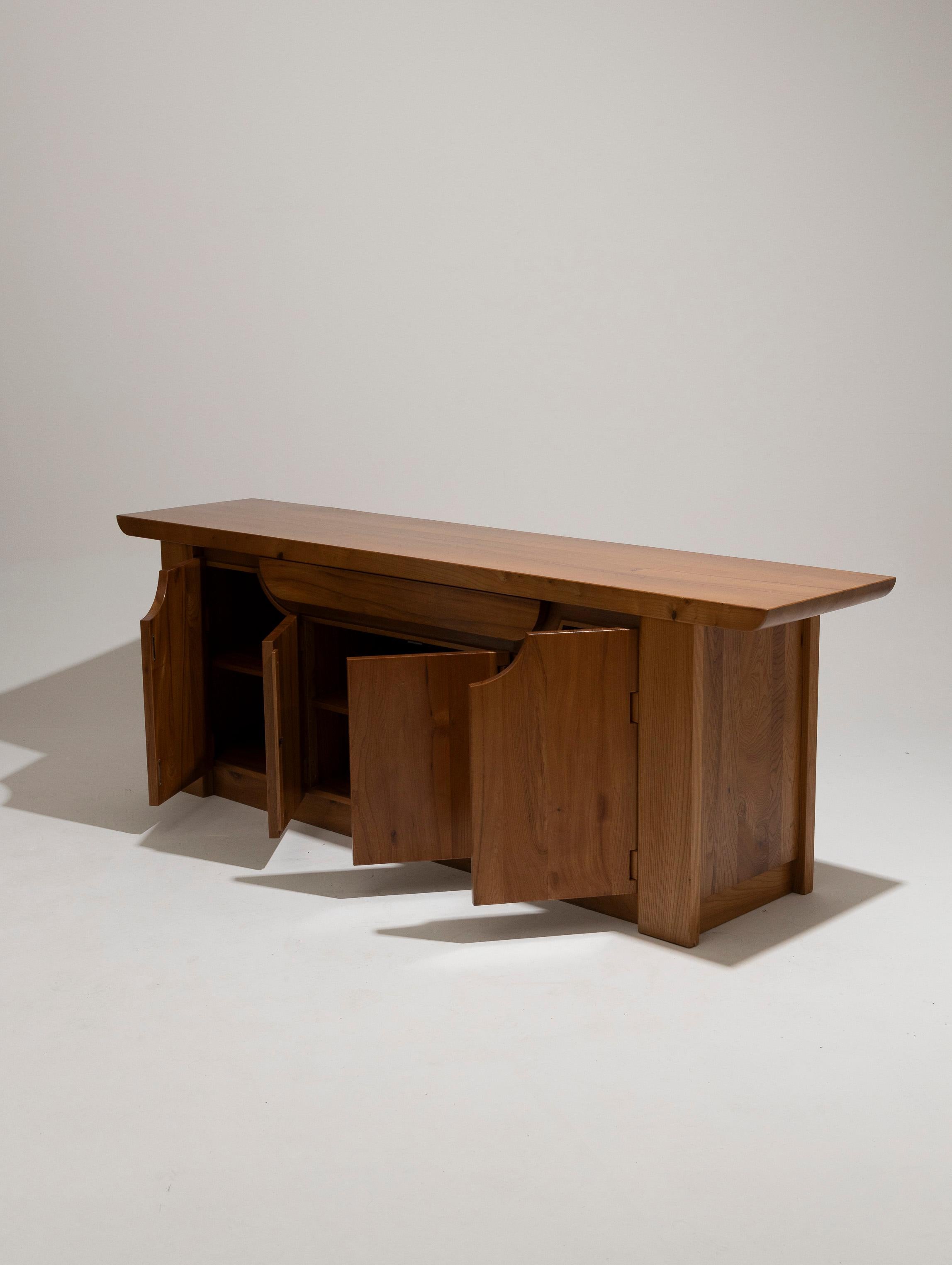 Solid elm sideboard, Luigi Gorgoni, 1980s 6