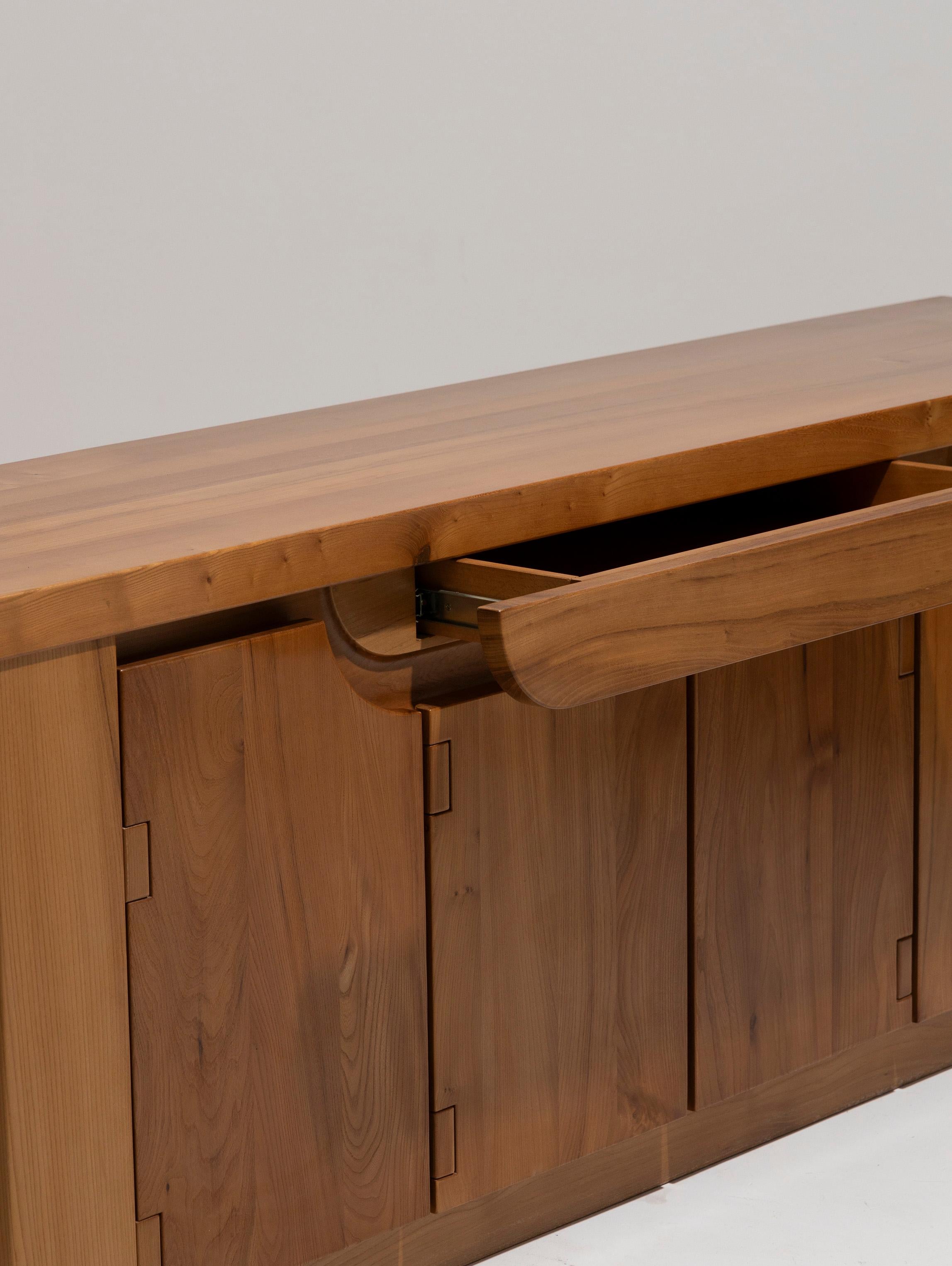 Solid elm sideboard, Luigi Gorgoni, 1980s 7