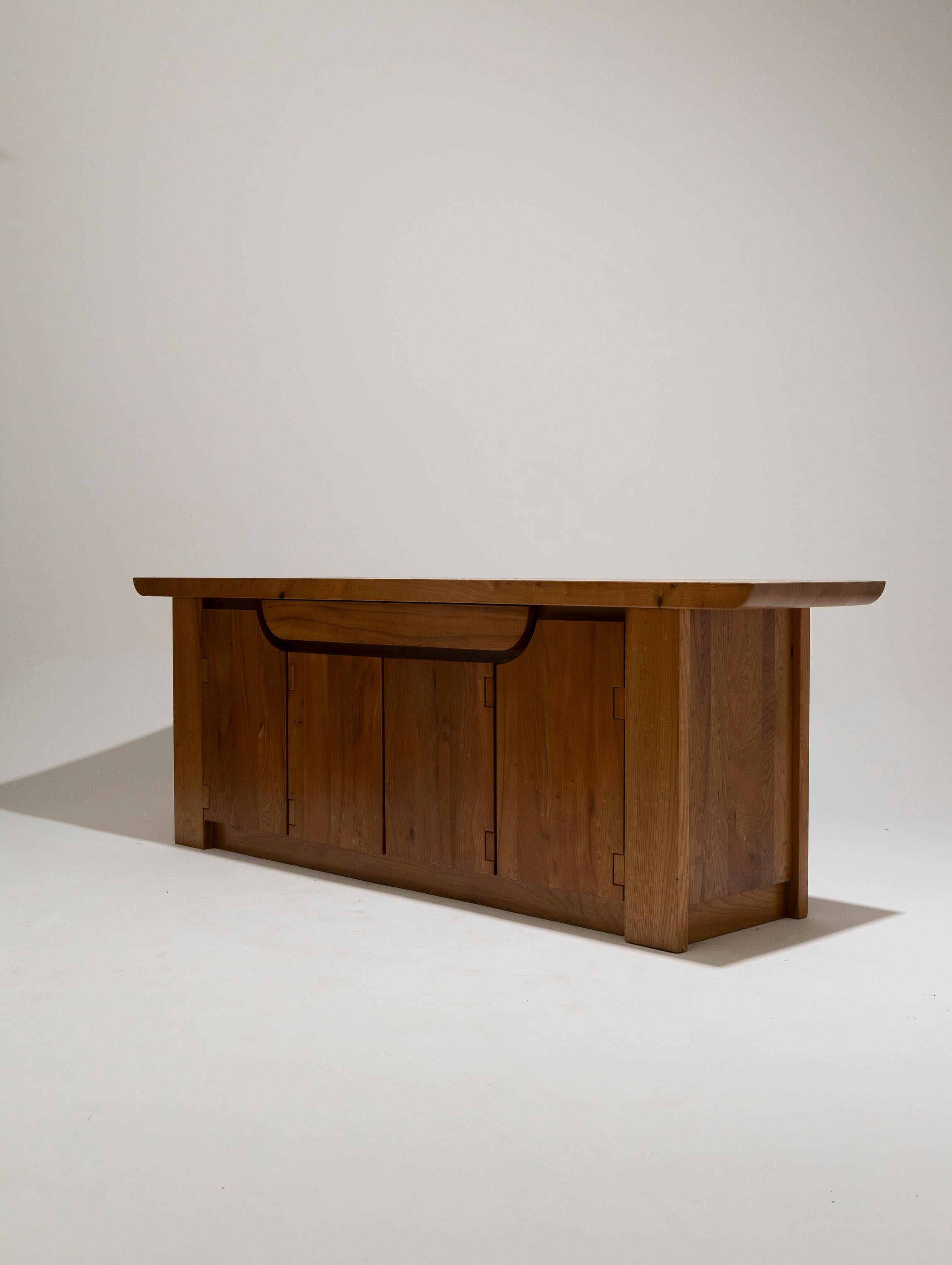 Brutalist Solid elm sideboard, Luigi Gorgoni, 1980s