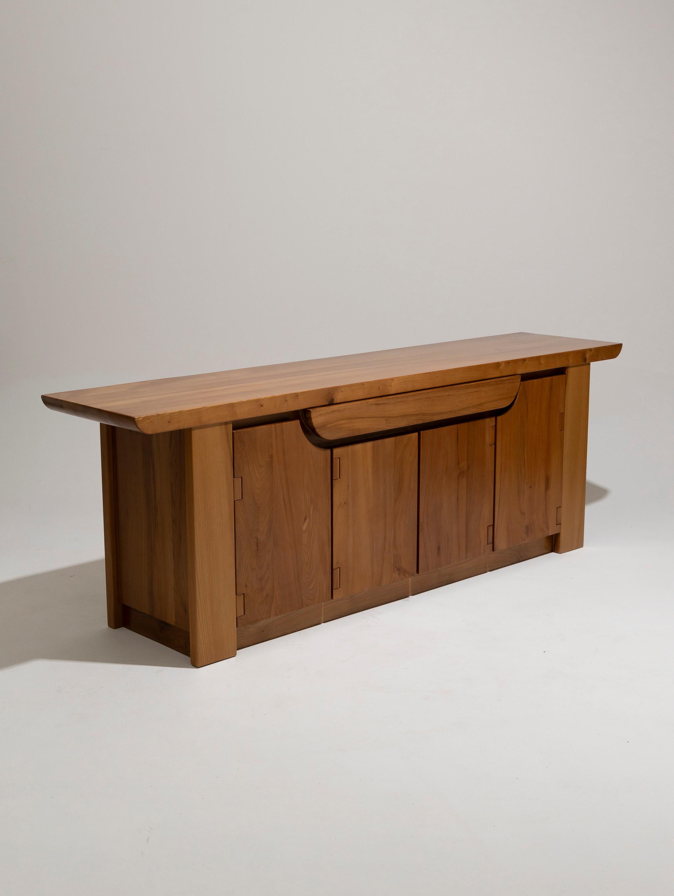 Wood Solid elm sideboard, Luigi Gorgoni, 1980s