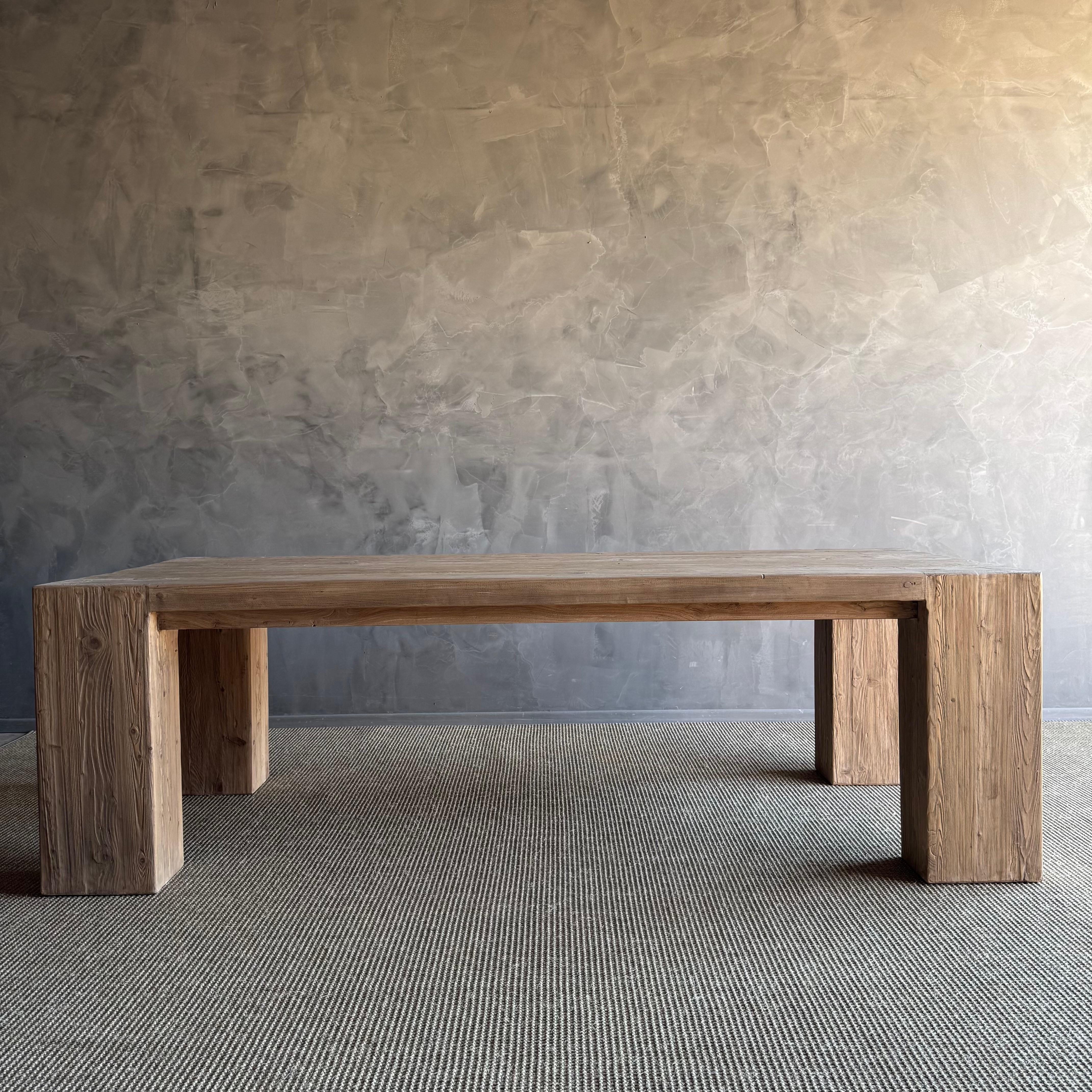Massive Ulme Wood Balken Stil Esstisch Crafted von rustikalen abgeholzt Ulme Holz 5