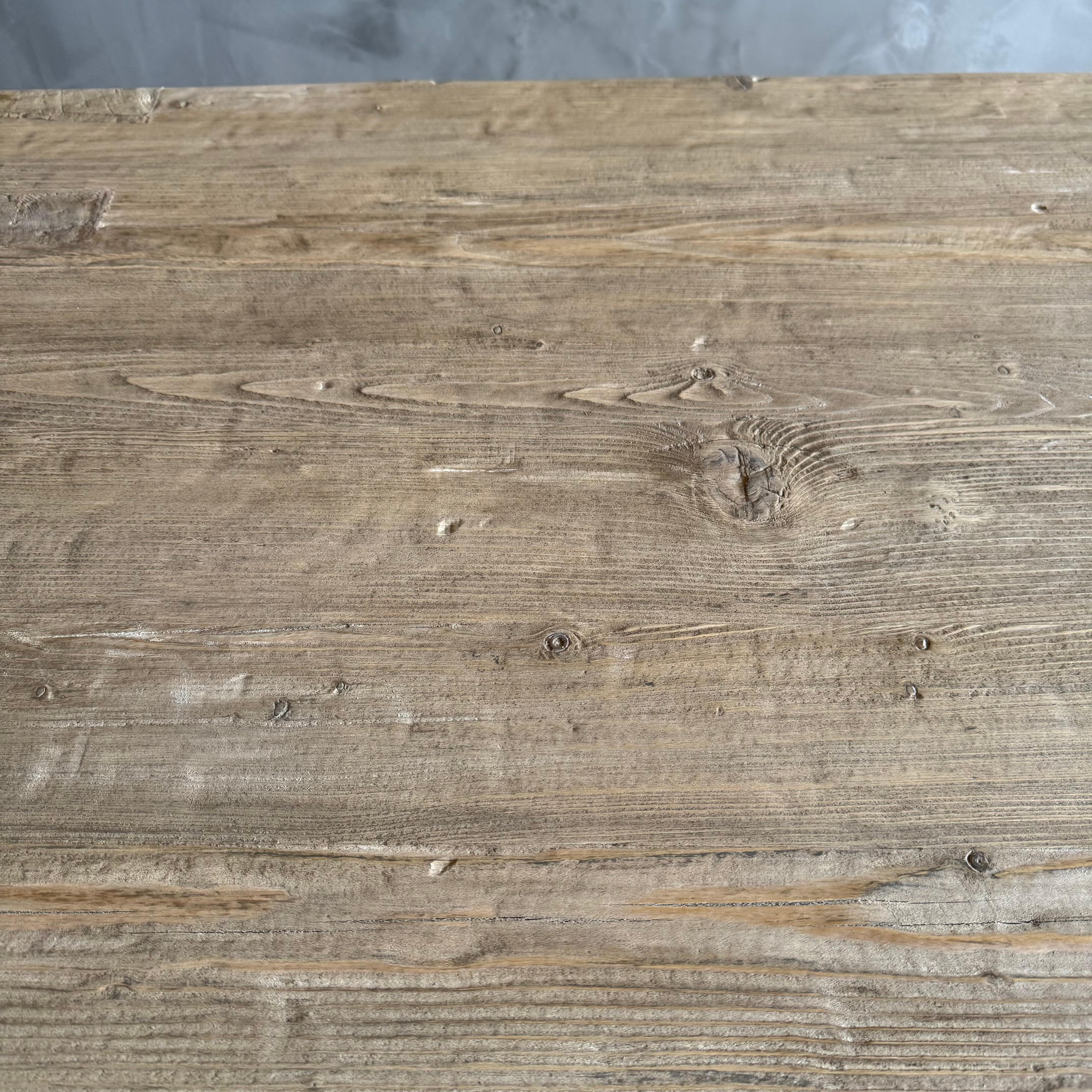 Massive Ulme Wood Balken Stil Esstisch Crafted von rustikalen abgeholzt Ulme Holz 6