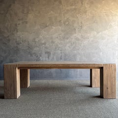 Table de salle à manger en bois d'orme massif de style poutres Craft en bois d'orme rustique récupéré